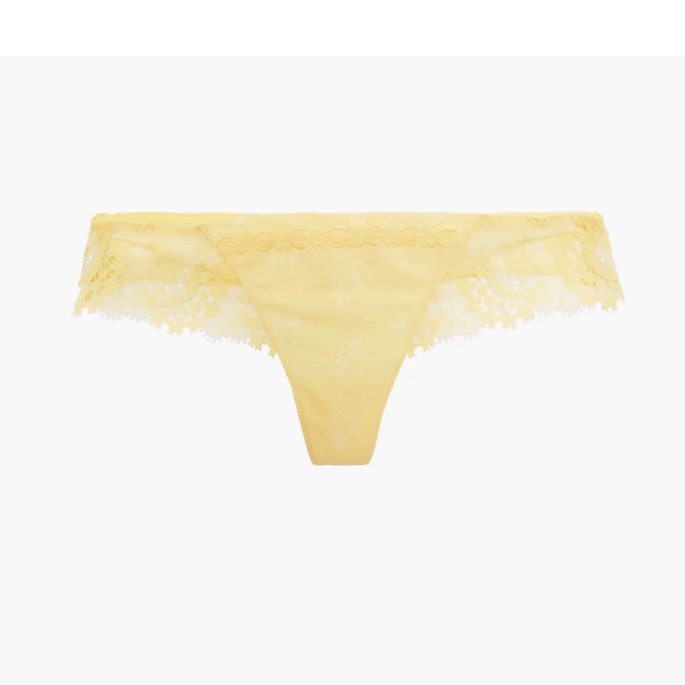 Simone Perele Picot Trimmed Embroidered Tulle & Jacquard Low Rise Thong